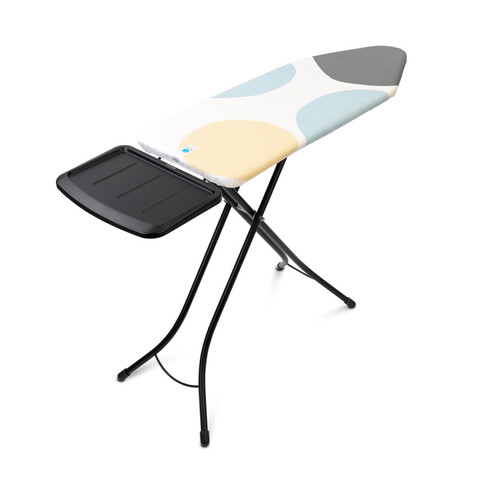 Masa de calcat, Brabantia C, Spring Bubbles, 124x45 cm, 7 pozitii de reglare, cu suport statie de calcat, otel/bumbac