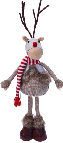 Decoratiune Reindeer in gray coat, 19x14x48 cm, poliester, multicolor