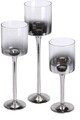 Set 3 suporturi pentru lumanari Streight, sticla, argintiu