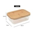 Üveg ételtároló bambusz fedővel 19.5x14x6.5 cm, 1040 ml