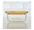 Üveg ételtároló bambusz fedővel 19.5x14x6.5 cm, 1040 ml