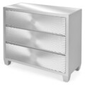 Comoda cu 3 sertare, Ariana, L.92 l.40 H.85, mdf/sticla, argintiu