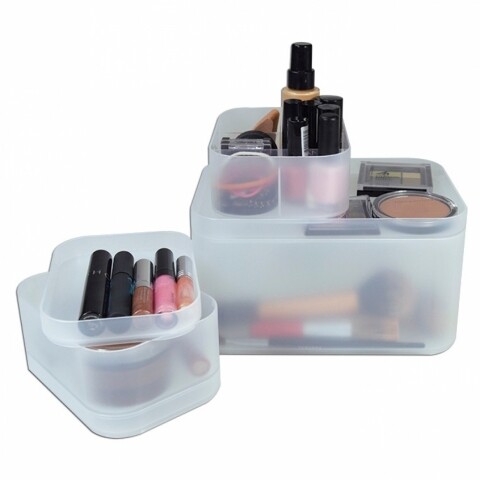 Set 3 organizatoare Jocca, plastic, alb transparent