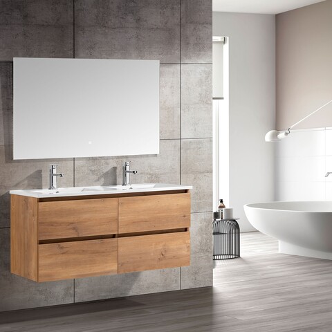 Set corp lavoar 4 sertare lavoar si oglinda, Roma, L.120 l.46 H.50, stejar