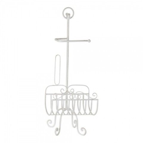 Suport pentru role de hartie igienica, DKD Home Decor, 32 x 27.5 x 82 cm, metal, alb