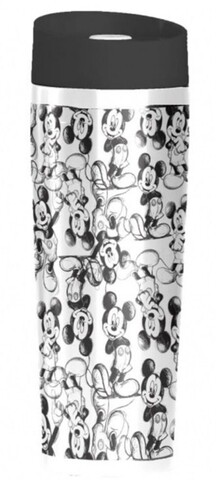 Cana termos Mickey Mouse Pattern, Disney, 400 ml, inox, negru