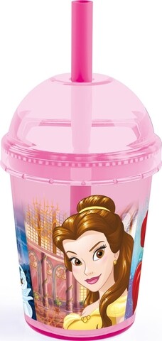 Pahar cu pai Princess, Disney, 300 ml, plastic