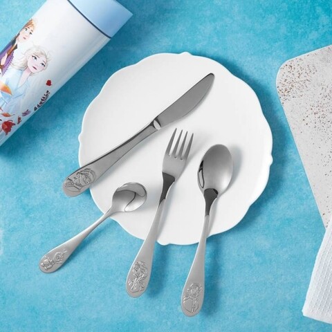 Frozen II 4 darabos Evőeszköz készlet gyerekeknek, Disney, rozsdamentes acél, ezüstszínű