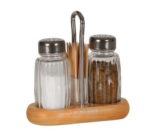 11x6x12 cm, Áttetsző, Só és borsszóró és fogvájótartó