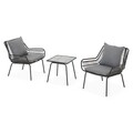 Set mobilier pentru gradina/terasa, Ribe, 3 piese, negru/gri