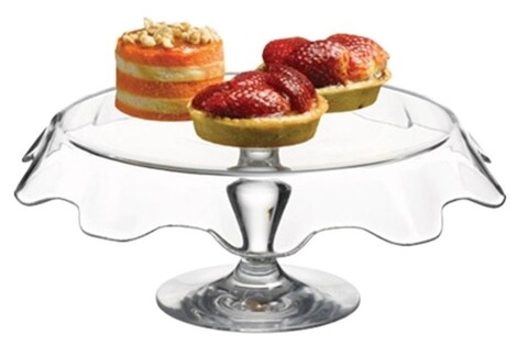 Platou servire tort Splash, Pasabahce, 32 cm, sticla, transparent