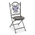 Scaun pentru gradina/terasa, Versa, Blue Mozaic, 50 x 92 x 39 cm, metal, negru