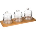 Set 3 borcane cu tava pentru servire UP00208, Forsberg, 27.5x9x11 cm, sticla