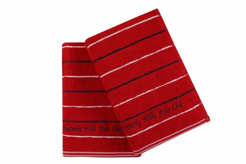 Set 2 prosoape de baie 407,  Beverly Hills Polo Club, 70x140 cm, bumbac, rosu