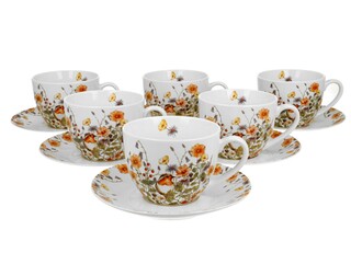 Multicolor, 6 cesti cu farfurioara