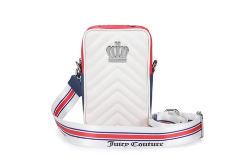 Geanta Juicy Couture 318, 13x5x20 cm, piele ecologica, alb/albastru inchis