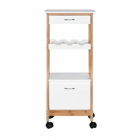 Suport etajat mobil pentru bucatarie Finja, Wenko, 36 x 84.5 cm, bambus, natur