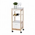 Suport etajat mobil pentru bucatarie Finja, Wenko, 36 x 84.5 cm, bambus, natur