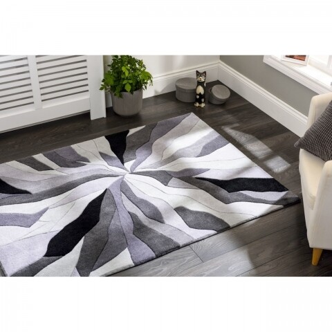 Covor Infinite Splinter Grey, Flair Rugs, 80 x 150 cm, 100% poliester, gri