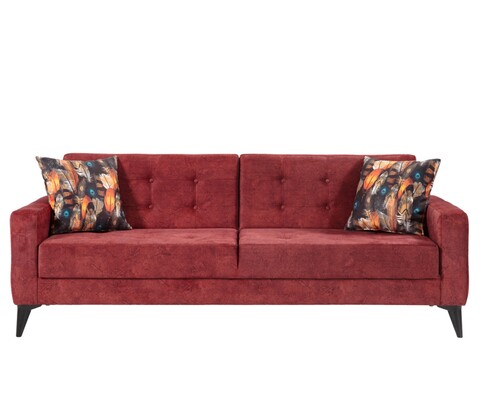 Canapea extensibila Cinar, Pandia Home, 209x80x80 cm, lemn, rosu