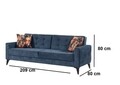 Canapea extensibila Cinar, Pandia Home, 209x80x80 cm, lemn, albastru