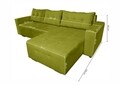 Venice Kihúzható sarokkanapé, 287x169x96 cm, tárolóládával, zöld