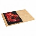 Tocator Flame, Wenko, 30 x 28 cm, lemn de bambus/sticla, natur/negru/rosu