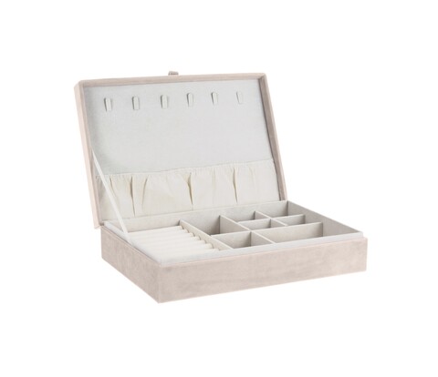 Csinos ékszerdoboz, 28x19x7 cm, fa, bézs