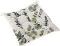 Eukaliptusz székpárna, 40x40 cm, poliészter, fehér/zöld