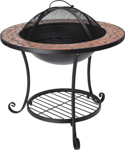 Mozaik tűztámasz, 58x58x44 cm, fém, fekete