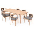 Set mobilier pentru gradina/terasa, 6 scaune si masa, SALSA,  lemn de teak, natur/gri