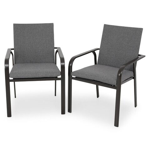 Set 2 scaune suprapozabile, Kihzie, L.68 l.63 H.91.5, otel, gri