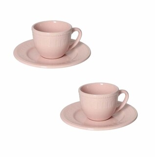 Púder rózsaszín, 2 db Csésze kistányérral