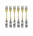 Set 6 furculite desert Blue Danube Gold, Brandani, inox, maner ceramic