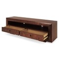 Comoda TV mare cu 2 sertare, Luvru, L.200 l.50 H.67, mdf/pal/furnir de fag, maro