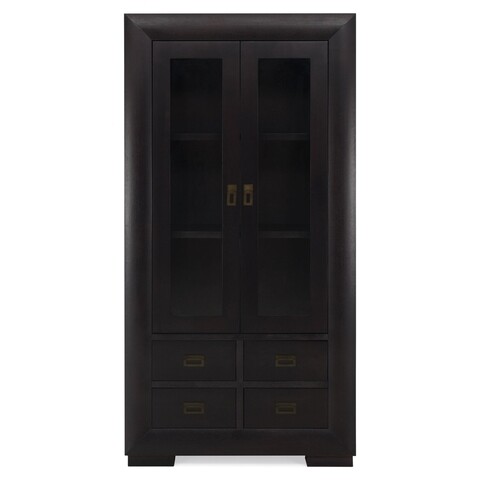 Vitrina cu 2 usi si 4 sertare, Chic, L.100 l.50 H.200, mdf/pal/furnir de mesteacan, wenge