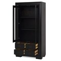 Vitrina cu 2 usi si 4 sertare, Chic, L.100 l.50 H.200, mdf/pal/furnir de mesteacan, wenge