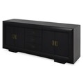 Bufet cu 4 usi si 3 sertare, Chic, L.200 l.50 H.83, mdf/pal/furnir de mesteacan, wenge
