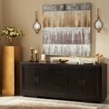 Bufet cu 4 usi si 3 sertare, Chic, L.200 l.50 H.83, mdf/pal/furnir de mesteacan, wenge