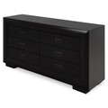 Comoda cu 6 sertare, Chic, L.160 l.45 H.85, mdf/pal/furnir de mesteacan, wenge