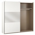 Dulap cu usi culisante si oglinda, Milky, L.218 l.59 H.210, pal, alb