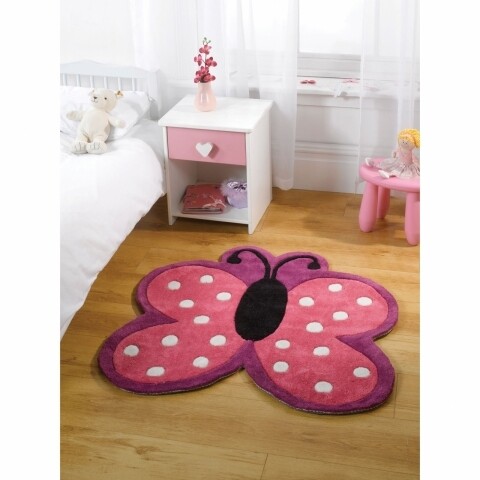 Covor Kiddy Play Polka Butterfly Multi 90X90 cm