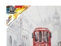 Tablou decorativ Tram -A, Mauro Ferretti, 80x80 cm, canvas pictat manual, multicolor