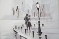 Tablou decorativ Tram -A, Mauro Ferretti, 80x80 cm, canvas pictat manual, multicolor