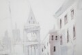 Tablou decorativ Tram -A, Mauro Ferretti, 80x80 cm, canvas pictat manual, multicolor