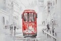 Tablou decorativ Tram -A, Mauro Ferretti, 80x80 cm, canvas pictat manual, multicolor