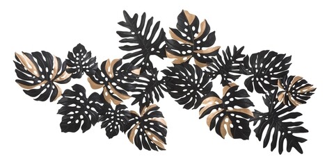 Decoratiune de perete Dark Leaf, Mauro Ferretti, 133x63 cm, fier, negru/auriu