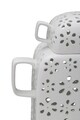 Vas decorativ cu capac Flowery, Mauro Ferretti, 31.5x13x34 cm, portelan