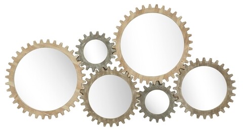 Oglinda decorativa Ingranaggio, Mauro Ferretti, 137x73.5 cm, MDF, natural