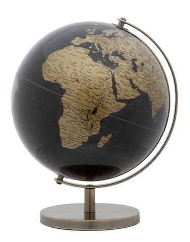 Decoratiune Globe, Mauro Ferretti, 25x25x34 cm, plastic, negru/auriu